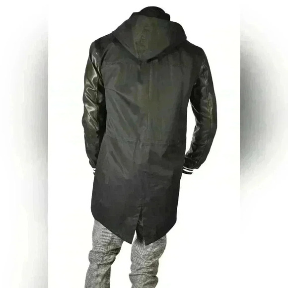 MACKAGE Black Cotton Canvas Leather Mixed Media Coaches 3/4 Jacket Medium - Picture 3 of 10